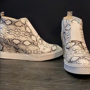 Snakeskin Wedge Sneakers